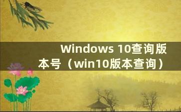 Windows 10查询版本号（win10版本查询）